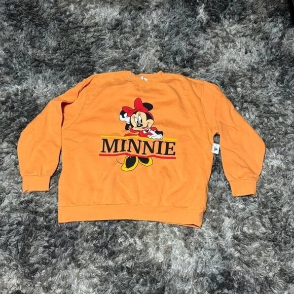 Vintage Size XL Disney Womens Orange Minnie Mouse Crew Neck Pullover Sweatshirt - Picture 1 of 4